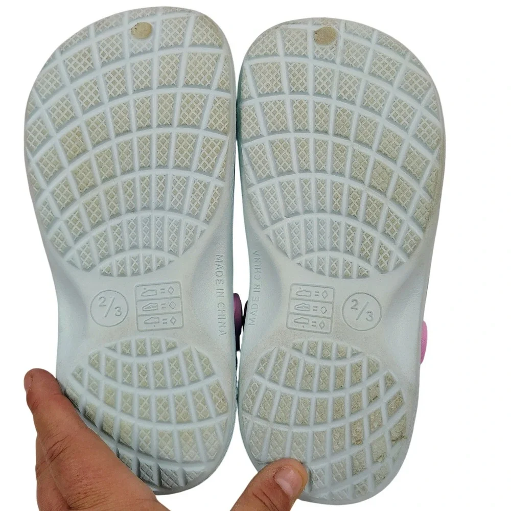 Kids Unbranded Light Blue Pink Clog Water Shoes Sandals Size 2/3‎ Slip On
